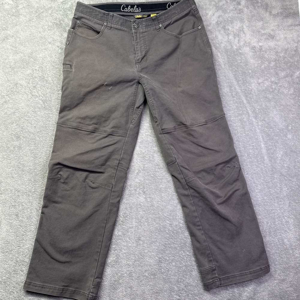 Cabelas Mens Jeans 36X30 Straight Leg Gray Stretch‎ Ankle Material Classic Fit